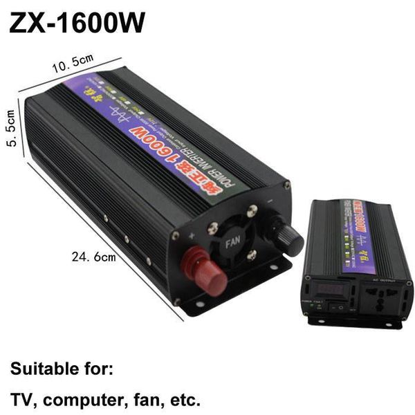 Інвертор 1600W перетворювач напруги Powerone+ ZX-1600W 12В-220В чистий сінус 2324386 фото