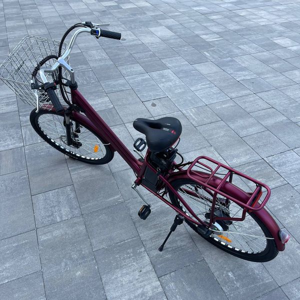 Електровелосипед VOLTO Huachi 26" 500W 19Ah Бордовий з кошиком та багажником 1982440 фото