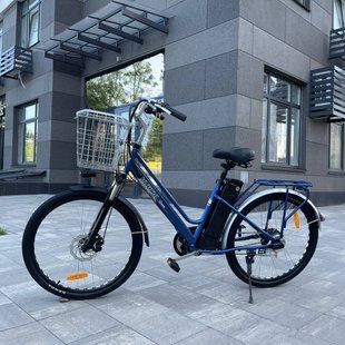 Электровелосипед VOLTO Huachi 26" 500W 19Ah Синий с корзиной и багажником 1982441 фото