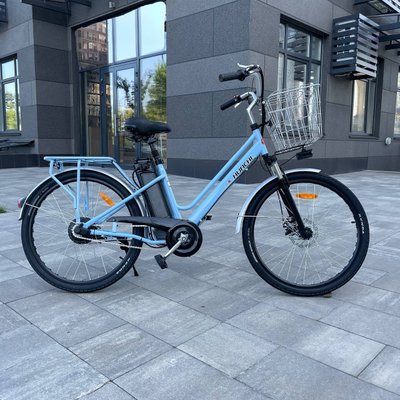 Електровелосипед VOLTO Huachi 26" 500W 19Ah Блакитний з кошиком та багажником 1982442 фото