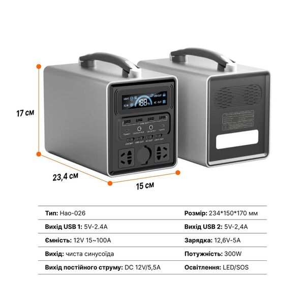 Портативна електростанція SUNTECH PS-300 480Wh, мобільна зарядна станція 09183 фото