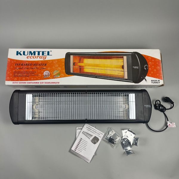 Інфрачервоний нагрівач KUMTEL EcoRay EXО-25 IP55 вологозахищений 2500 W Black UA + телескопічна ніжка 4487655 фото